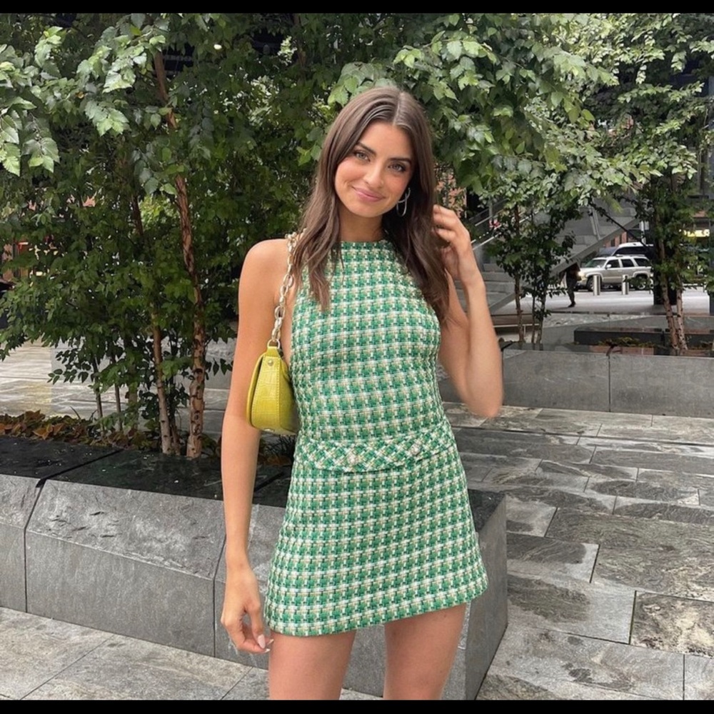 ZARA HOUNDSTOOTH TEXTURED PINAFORE DRESS - Picture 3 of 10